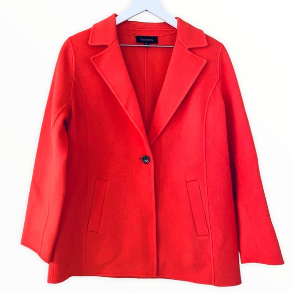 Talbots Double Faced Wool Blend Single Button Closure Blazer In Cayenne Size 6 - Picture 3 of 8